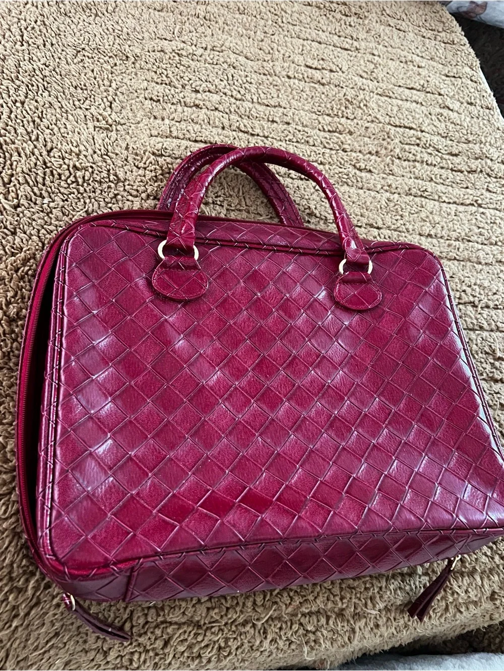 Estee Lauder Woven Laptop Bag in Deep Berry